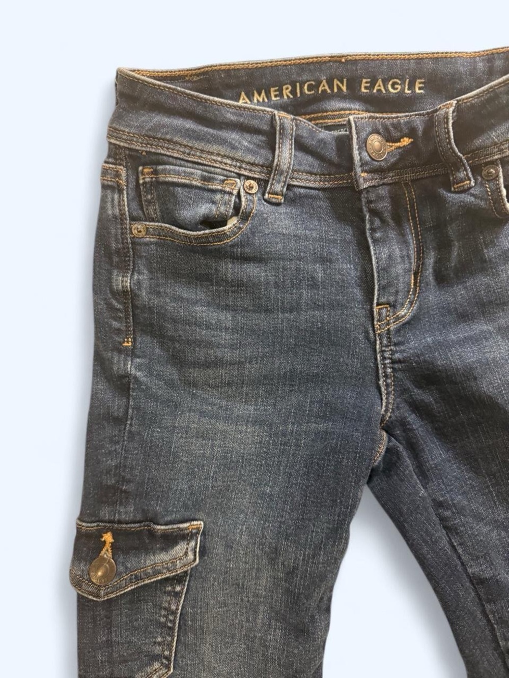 American Eagle Y2K Cargo Kick Boot Flare Jeans 000 - Picture 6 of 7